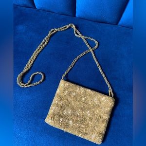 Vintage Carlo Fellini Gold Beaded Evening Bag